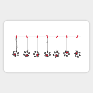 Black hearts with red hearts paw prints. Happy Valentine's day Sticker